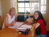 Laura and Hannia doing some fine-tuning